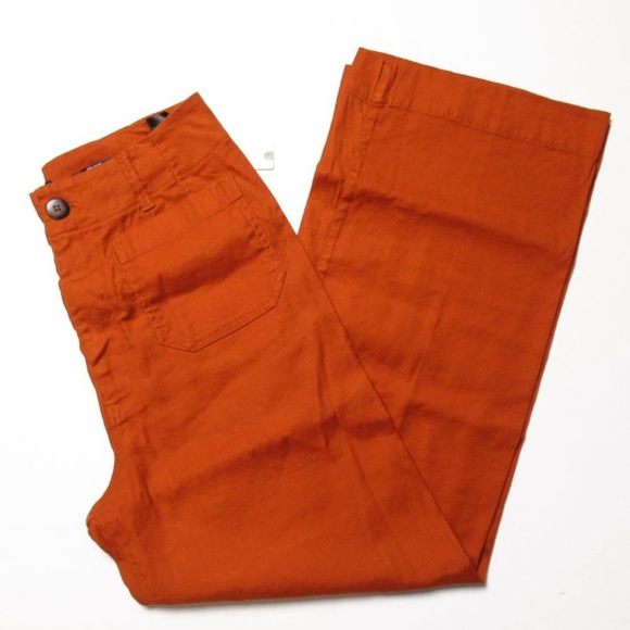 10 TALL Anthropologie Maeve The Colette Cropped Linen Wide-Leg Pants 10 tall - Picture 7 of 11